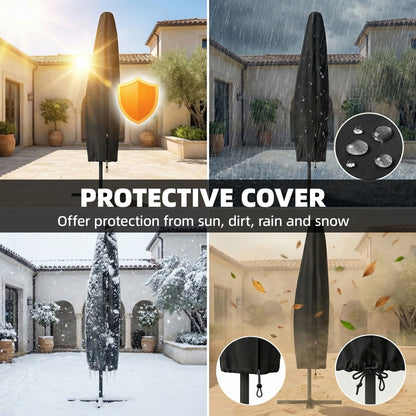 3 x 3 m Garden Cantilever Parasol w/ Light, Cover, Wind Protection