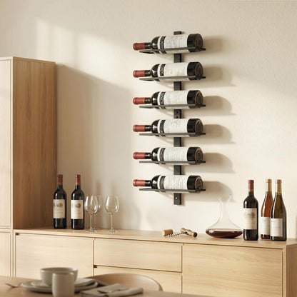 Wall Mount Wine Rack for 6 Wine Bottles, Black