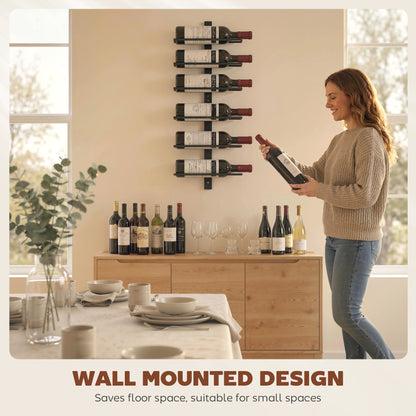 Wall Mount Wine Rack for 6 Wine Bottles, Black