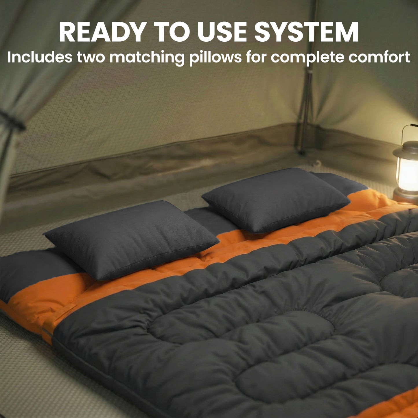 Double Sleeping Bag with 2 Pillows, 220 x 160cm Sleeping Bag