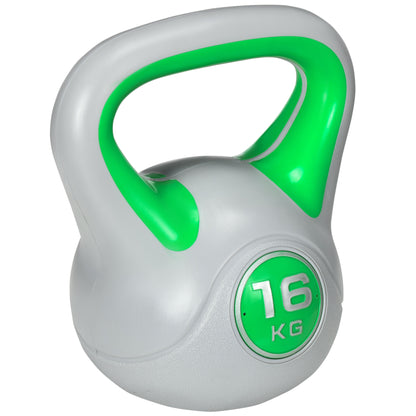 16kg Kettle Bell with Handle for Home Gym, Green and Grey