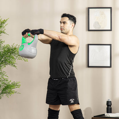 16kg Kettle Bell with Handle for Home Gym, Green and Grey