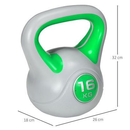 16kg Kettle Bell with Handle for Home Gym, Green and Grey