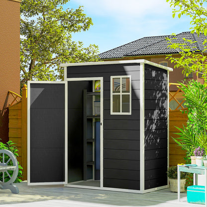 5' x 3' Garden Shed w/ Floor, Lockable Door, Window and Vent Black