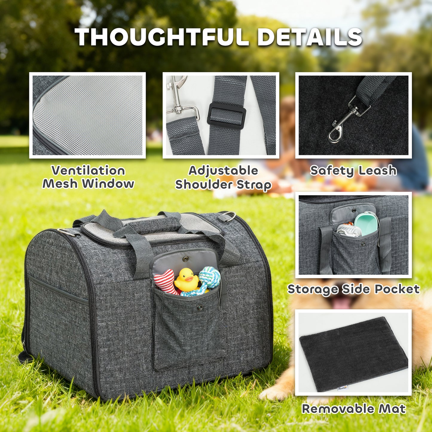 Soft Sided Cat Carrier Bag Foldable Portable with Shoulder Strap