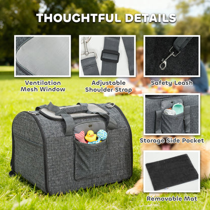Soft Sided Cat Carrier Bag Foldable Portable with Shoulder Strap