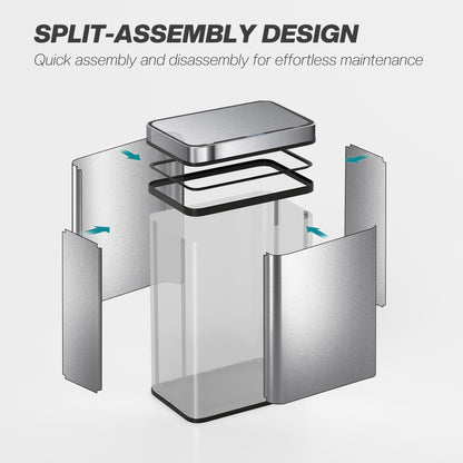 50 L Kitchen Bin with Fingerprint-Proof Stainless Steel, Silver Tone