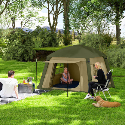 Inflatable Camping Tent, Easy Setup 2 Man Tent, Brown