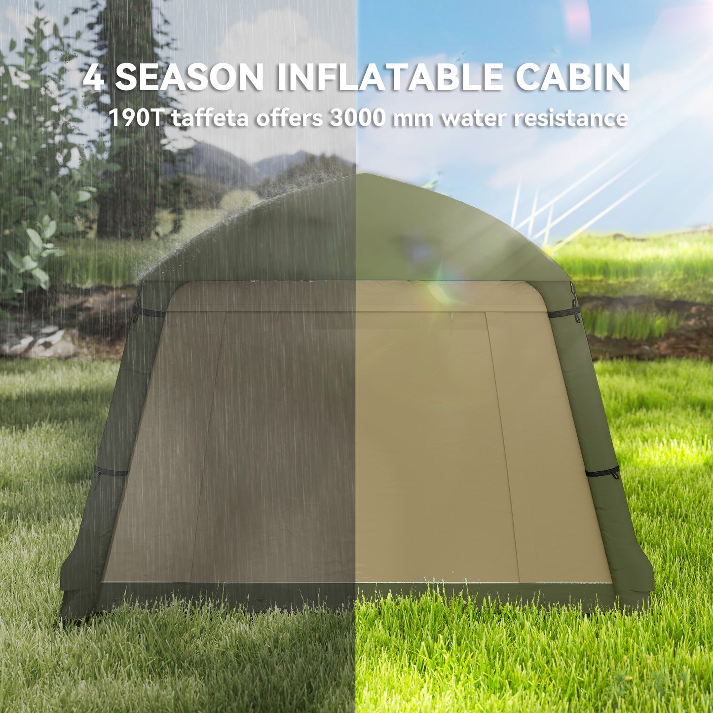 Inflatable Camping Tent, Easy Setup 2 Man Tent, Brown