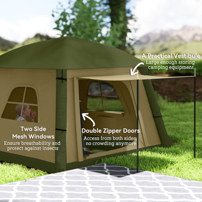 Inflatable Camping Tent, Easy Setup 2 Man Tent, Brown