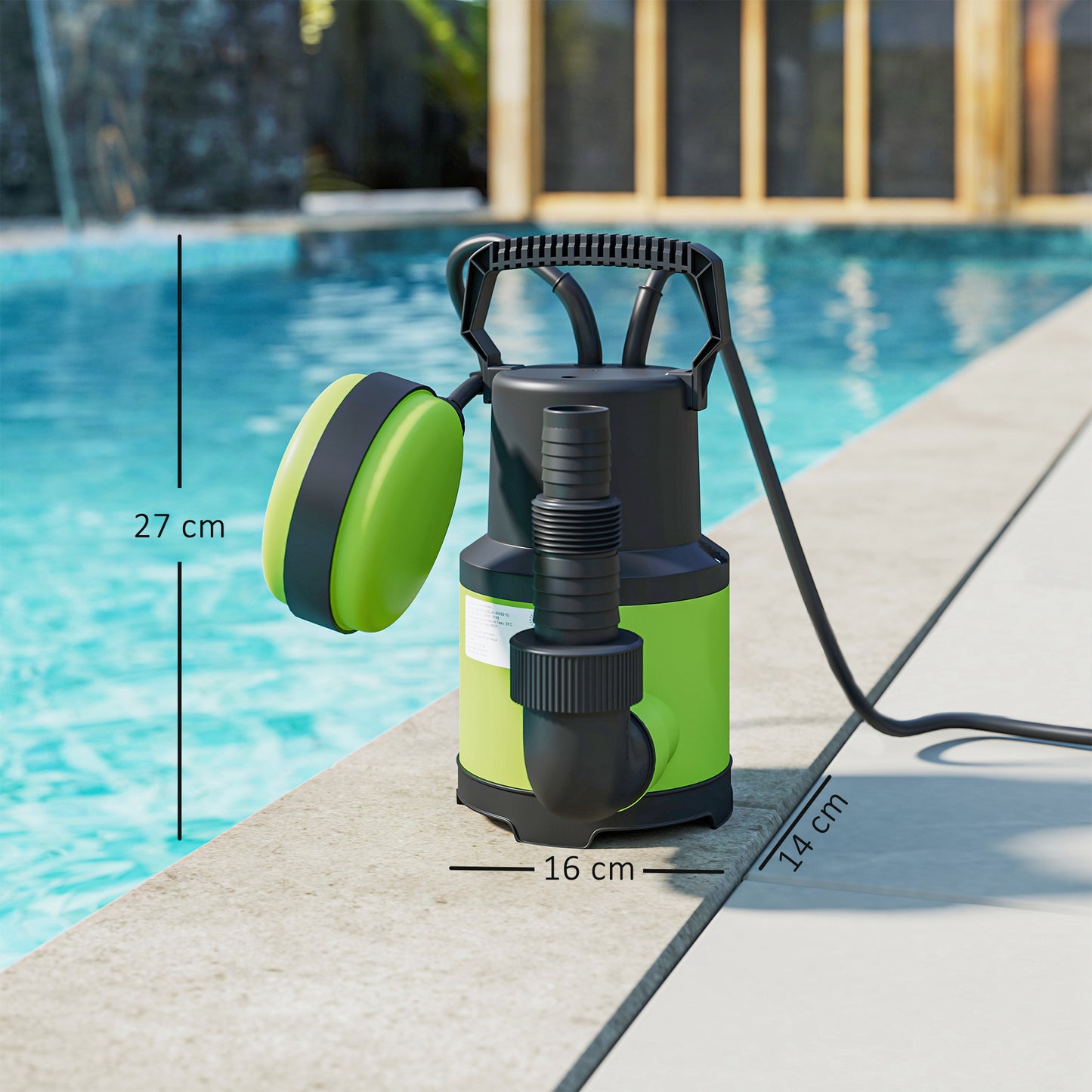400W Water Pump with Float Switch, 9000L/H Electric Sump Pump