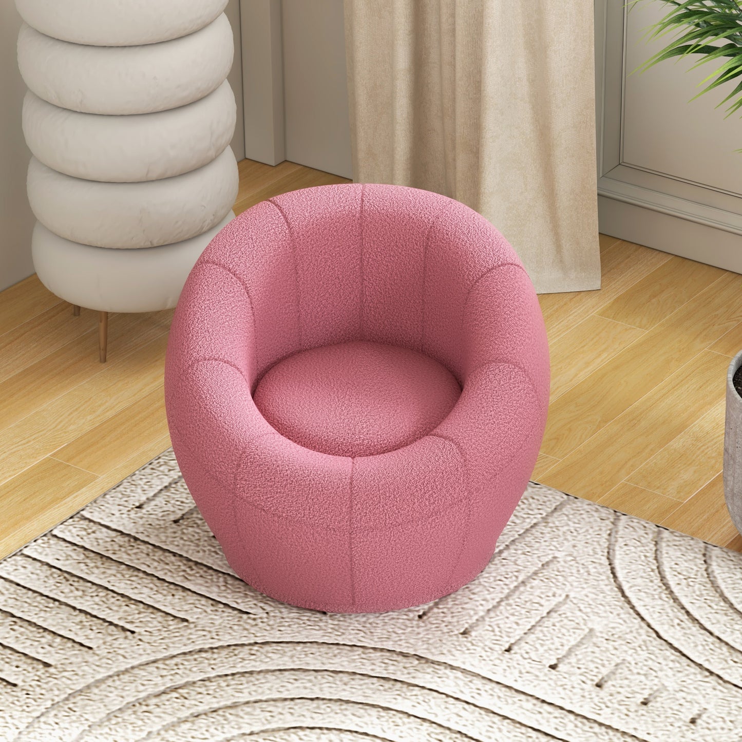 Warehouse Clearance -  Modern Accent Chair, Swivel Upholstered Armchair for Living Room, Bedroom, Home Office, Pink