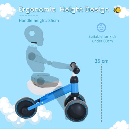 Baby Toddler Balance Bike Walker 3 Wheel Push Bike for 1-2 Years Blue