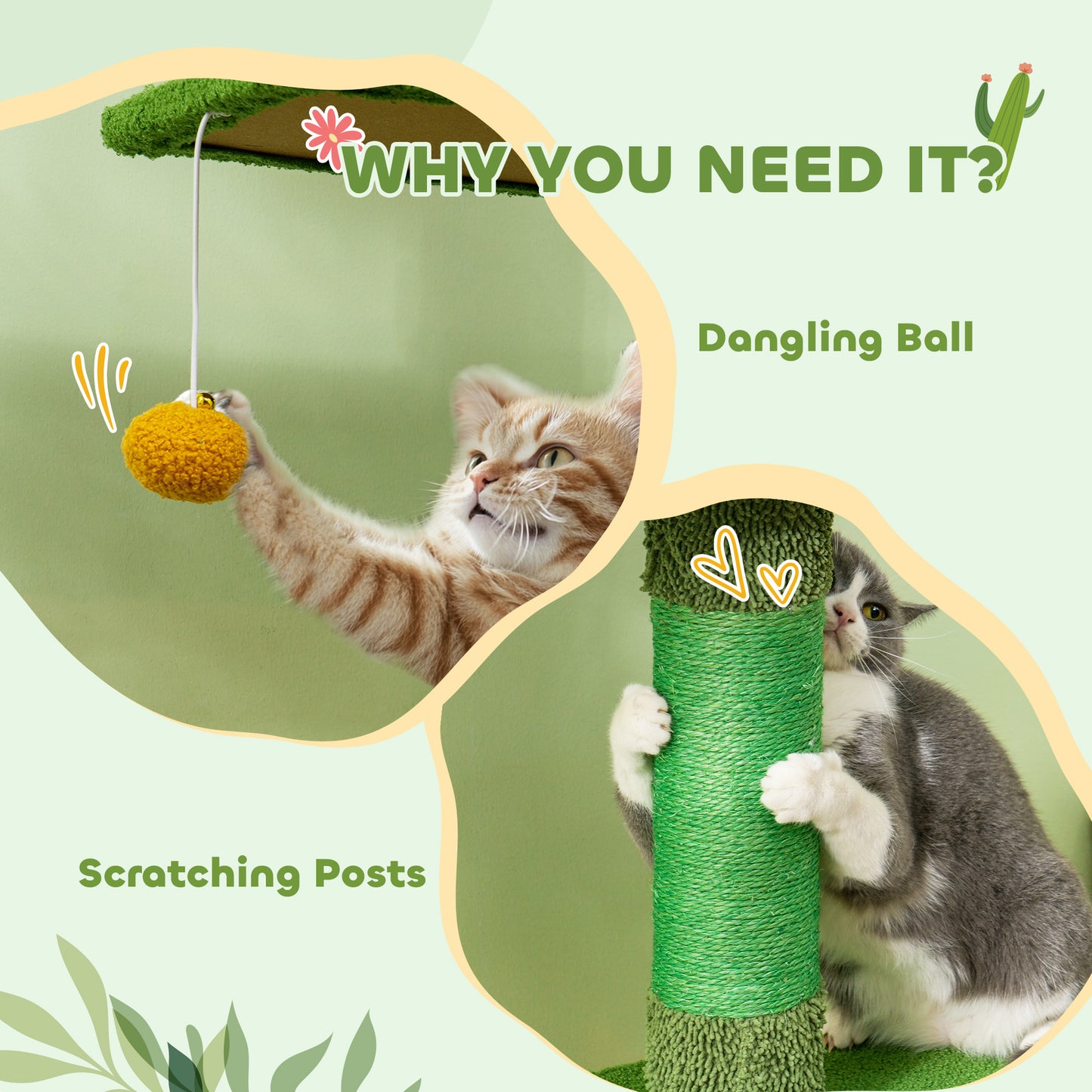 230-275cm Floor-to-Ceiling Cat Tree for Indoor Cats with Cat House