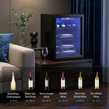 16 Bottle Wine Cooler, 4-16°C Under Counter Drinks Beer Wine Fridge