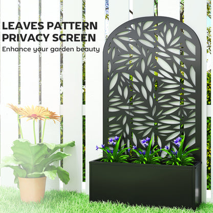 Metal Raised Garden Bed with Trellis, Outdoor Elevated Planter Box