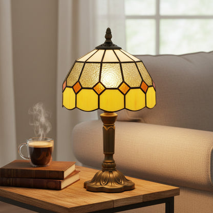 Tiffany-Style Table Lamp for Bedroom, Bulb not Included, Orange