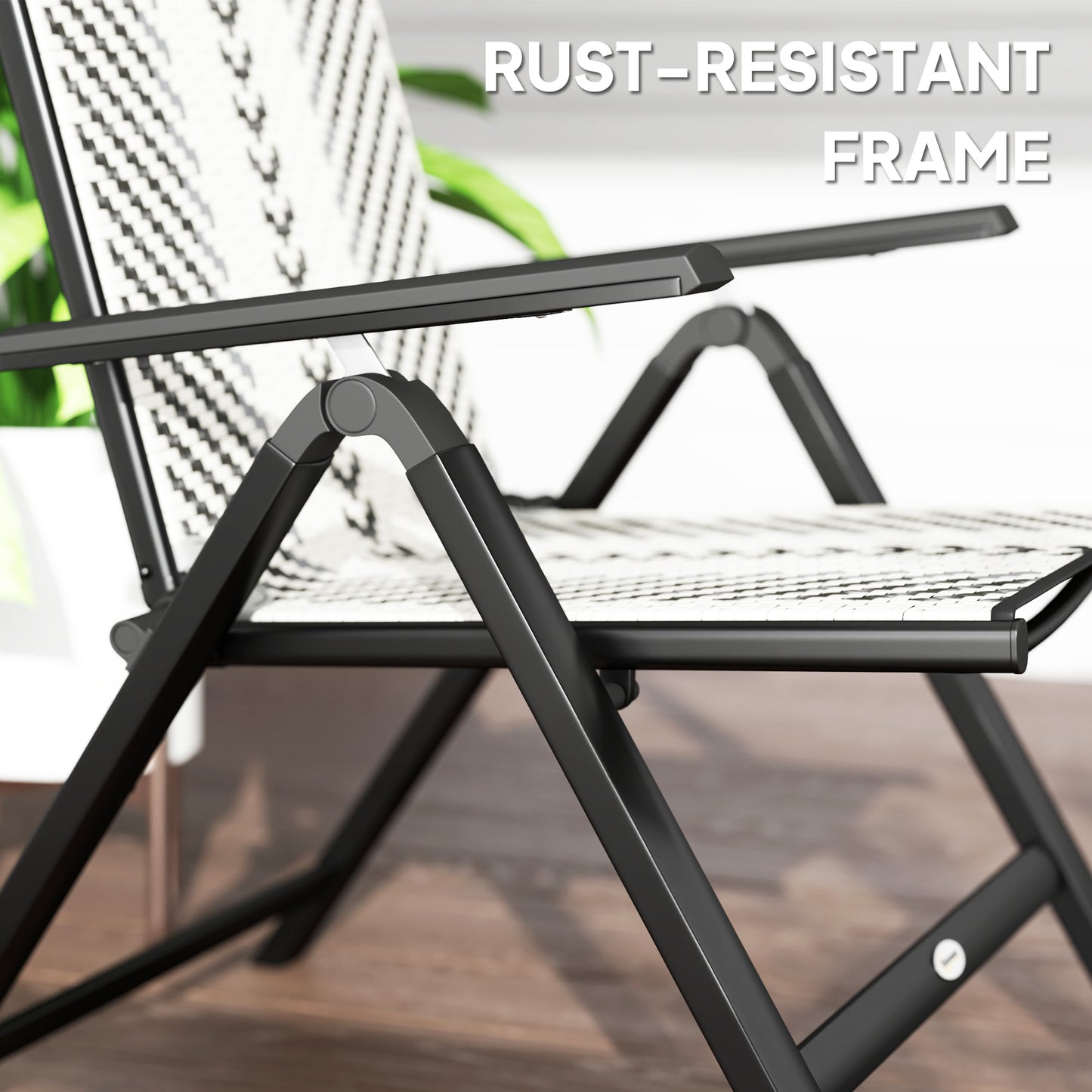 Rattan Folding Chair w/ 5-Position Adjustable Backrest, Grey