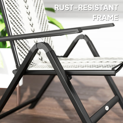 Rattan Folding Chair w/ 5-Position Adjustable Backrest, Grey