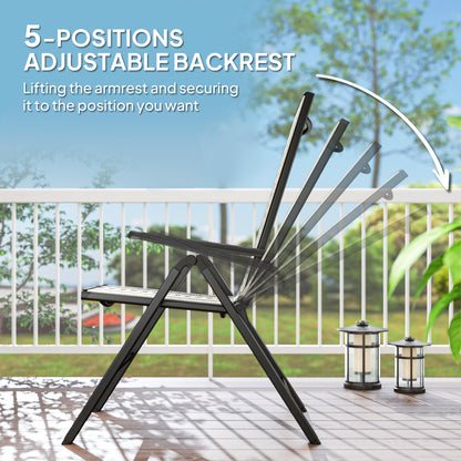 Rattan Folding Chair w/ 5-Position Adjustable Backrest, Grey