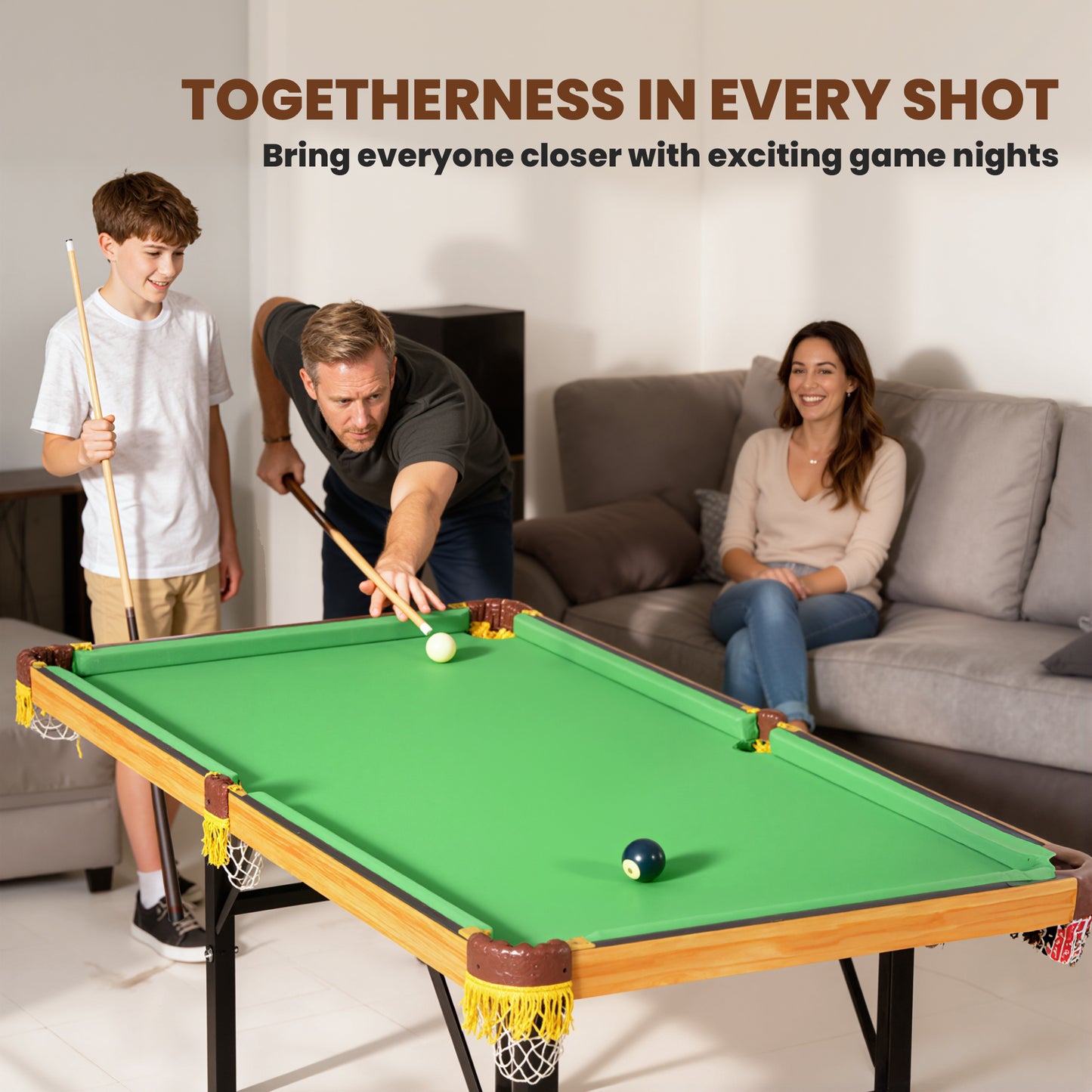 4FT Folding Pool Table, Mini Billiards Table Set for Kids, Green