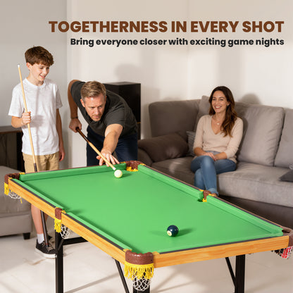 4FT Folding Pool Table, Mini Billiards Table Set for Kids, Green