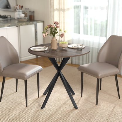 80cm Round Dining Table, Industrial Kitchen Table with Steel Legs