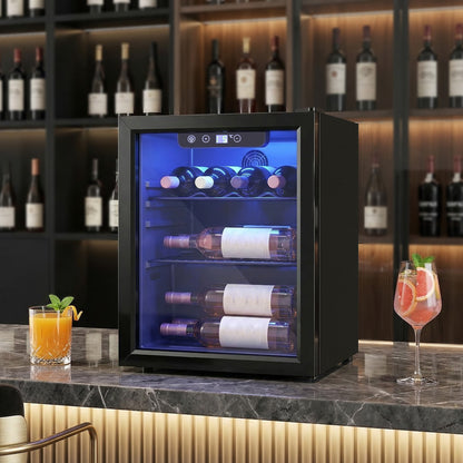 16 Bottle Wine Cooler, 4-16°C Under Counter Drinks Beer Wine Fridge