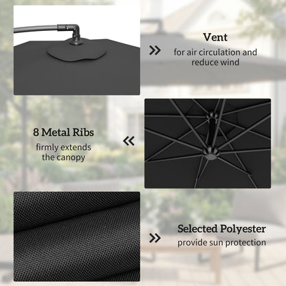 3(m) Banana Parasol Cantilever Umbrella Garden