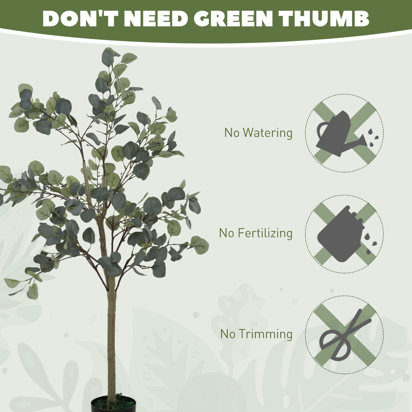 Artificial Plant, Faux Silk Eucalyptus Tree, 150cm