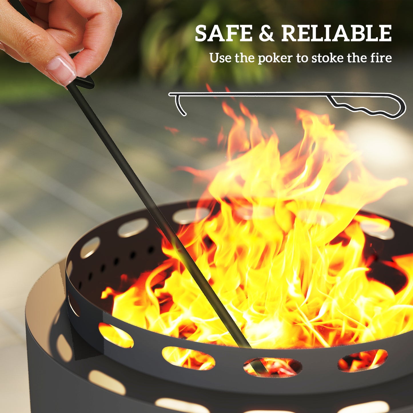 48.5cm Smokeless Wood Burning Firepit Metal Fire Pit, Dark Grey