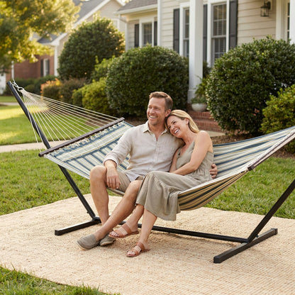 Outdoor Hammock with Stand Detachable Pillow, 120kg Capacity, Green