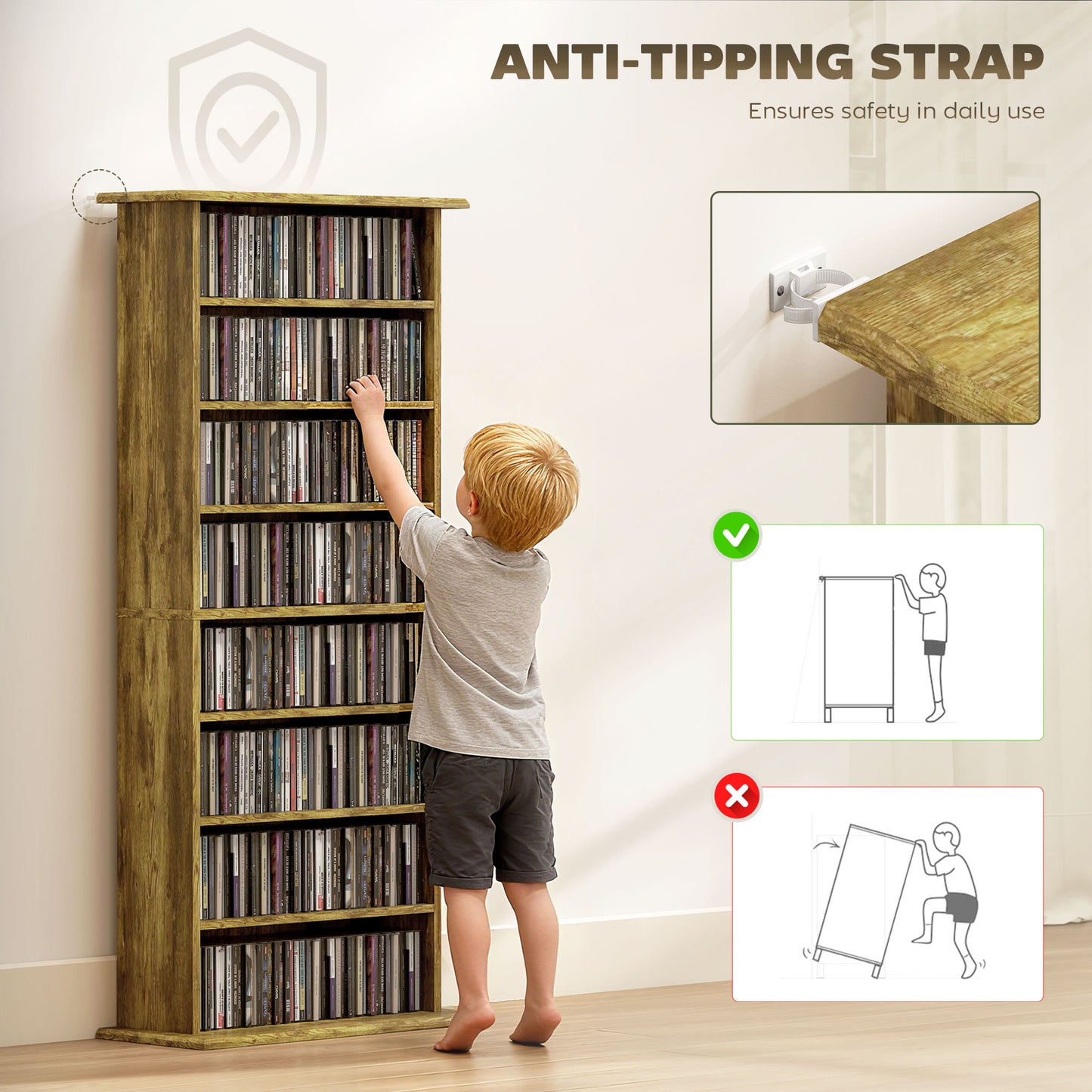 CD Storage Unit DVD Tower Blu-ray Storage Shelf for Living Room Brown