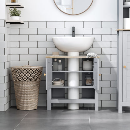 Bathroom Under Sink Cabinet with Adjustable Shelf, White, Grey