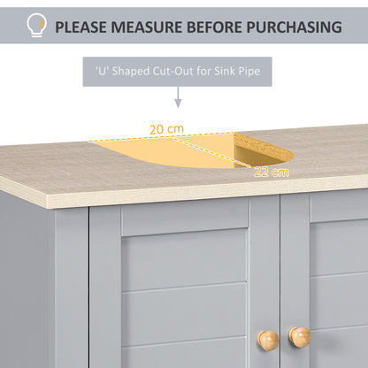 Bathroom Under Sink Cabinet with Adjustable Shelf, White, Grey