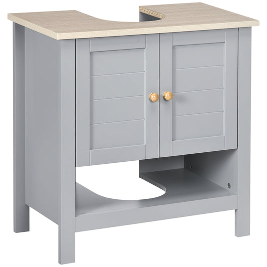 Bathroom Under Sink Cabinet with Adjustable Shelf, White, Grey