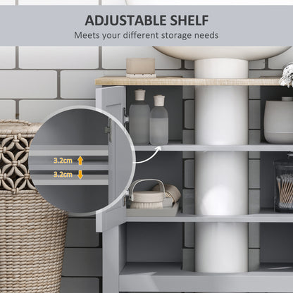 Bathroom Under Sink Cabinet with Adjustable Shelf, White, Grey