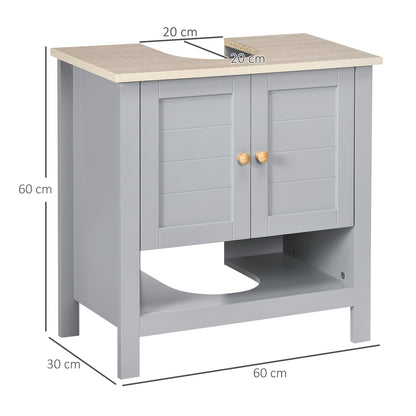 Bathroom Under Sink Cabinet with Adjustable Shelf, White, Grey