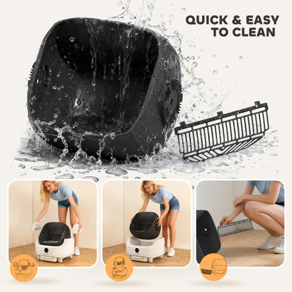 Self Cleaning Cat Litter Tray Top Opening Design, Automatic Litter Box More Space for Multiple & Senior, Large Cats, Integrated Security Protection, Odor-Free,  Instant Cleaning & Easy Scooping