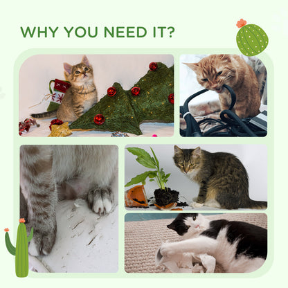 60cm Chenille Cat Activity Centre w/ Interactive Toy Balls - Green