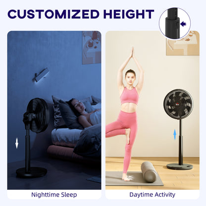 Pedestal Fan with Oscillating, Tilt, Adjustable Height, Timer, Black
