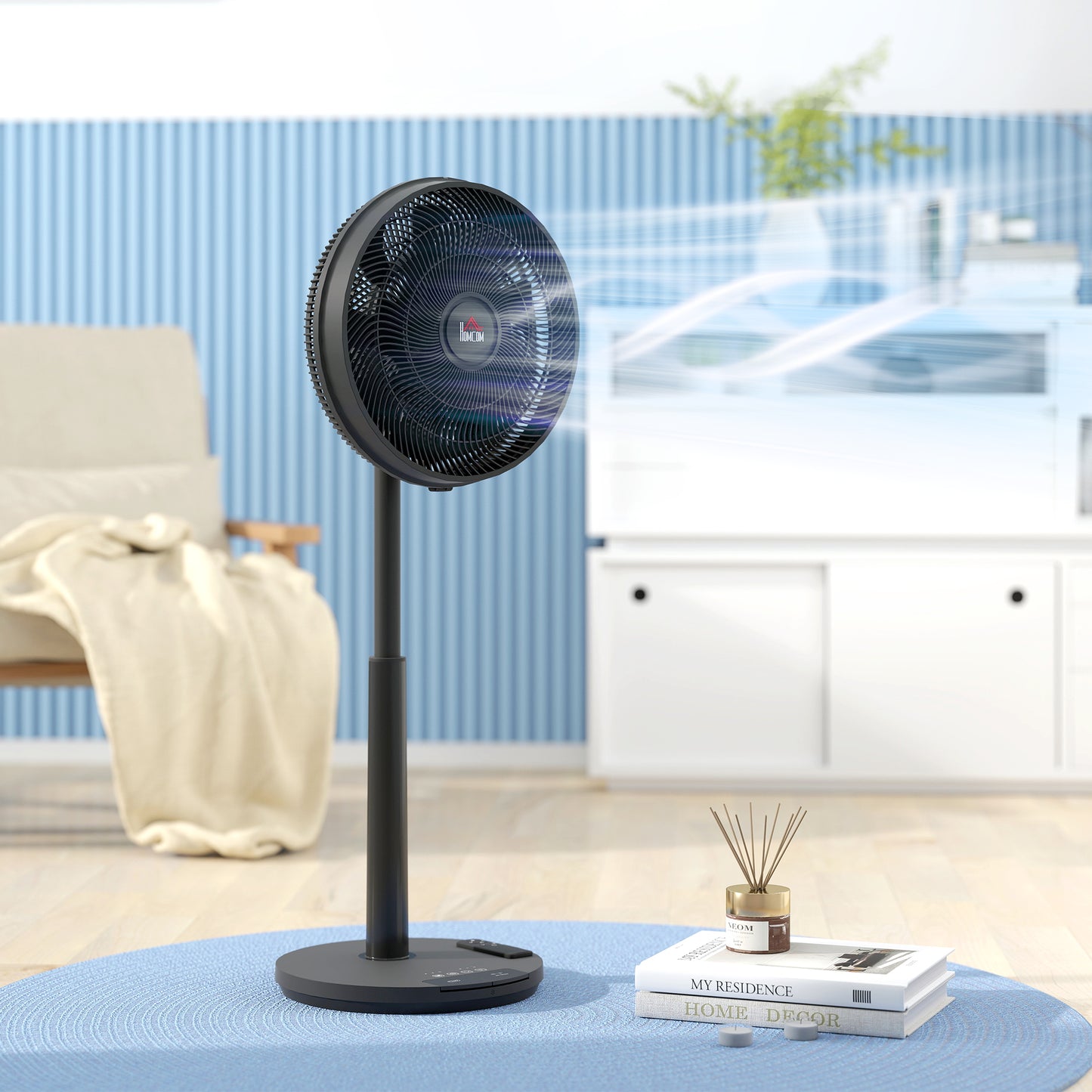 Pedestal Fan with Oscillating, Tilt, Adjustable Height, Timer, Black