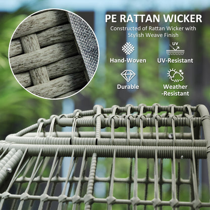 PE Rattan Egg Chair w/ Padded Cushions for Garden, Charcoal Grey