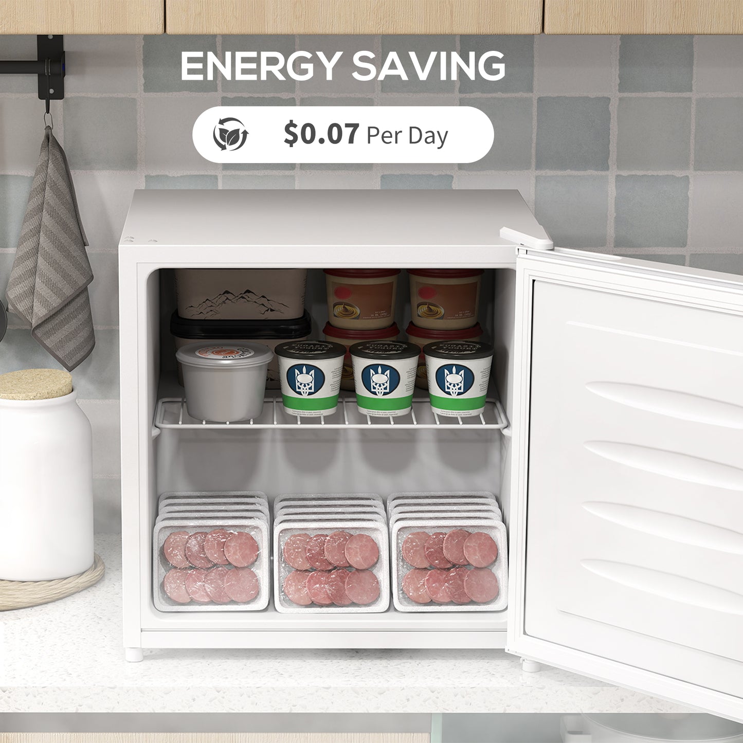 35L Tabletop Freezer with Removable Wire Shelf and Two Keys, White