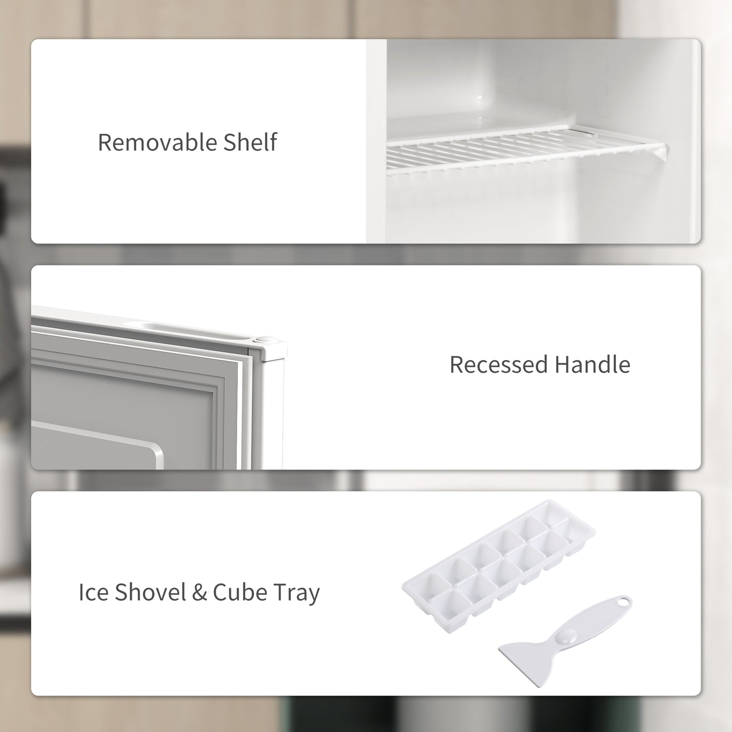 35L Tabletop Freezer with Removable Wire Shelf and Two Keys, White