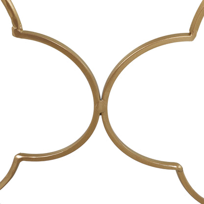 Nesting Tables Set of 2, Side End Table with Glass Top, Gold Tone