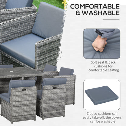 Patio 9 PCs Rattan Dining Table Set Garden Wicker Cube Sofa Furniture