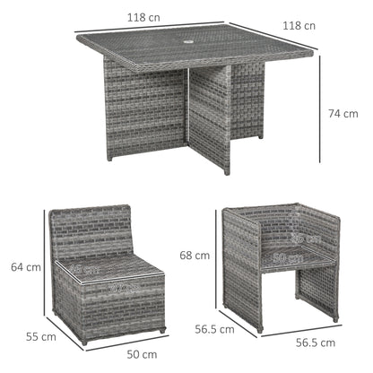 Patio 9 PCs Rattan Dining Table Set Garden Wicker Cube Sofa Furniture