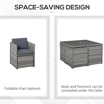 Patio 9 PCs Rattan Dining Table Set Garden Wicker Cube Sofa Furniture