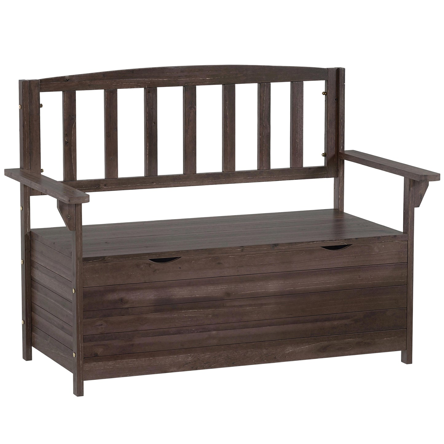 Outdoor 2 Seater Garden Bench, Garden Storage Bench with Backrest